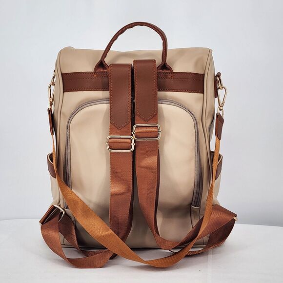 Cheruty Anti-Theft Tan Faux Leather Convertible Backpack - Picture 5 of 12